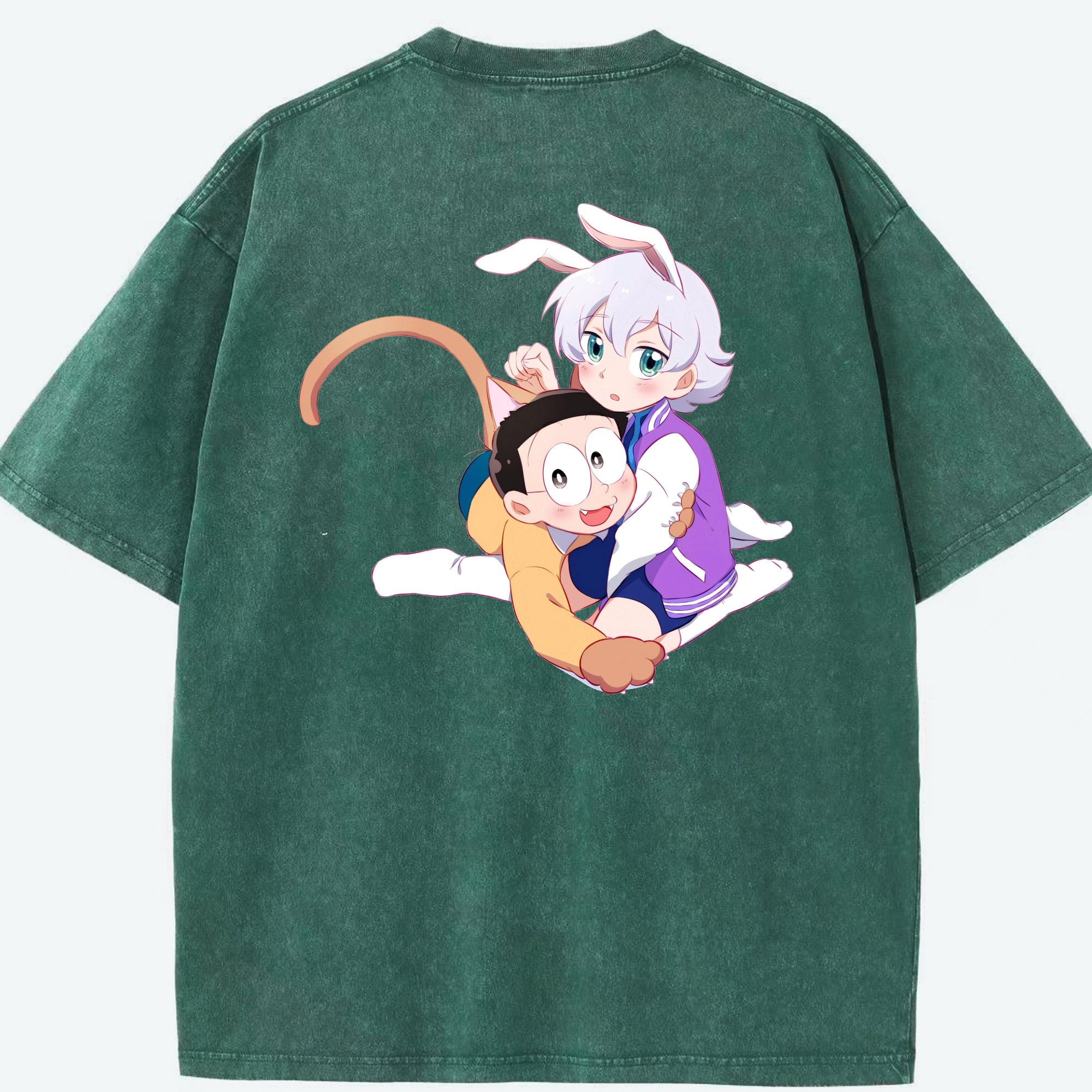 （画像用） ドラえもん 野比 のび太 Doraemon Nobita Nobi 綿100% ヴィンテージ風 半袖Tシャツ（背面プリント）